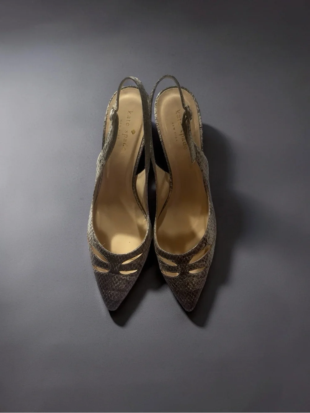 kate spade Gray Textured Slingback Pointed Toe Heels